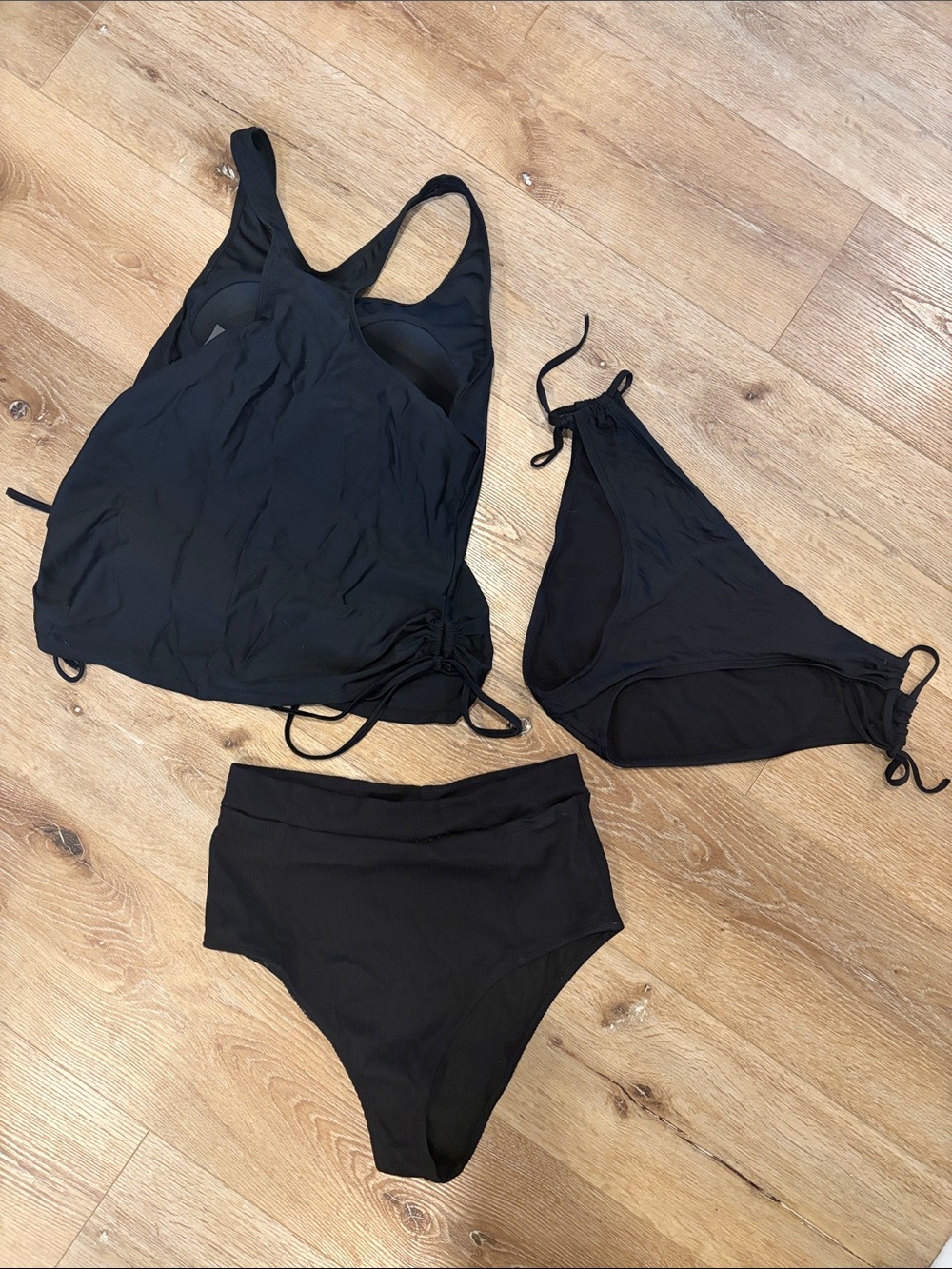 aerie Black Three-Piece Tankini Bikini Separates Bundle